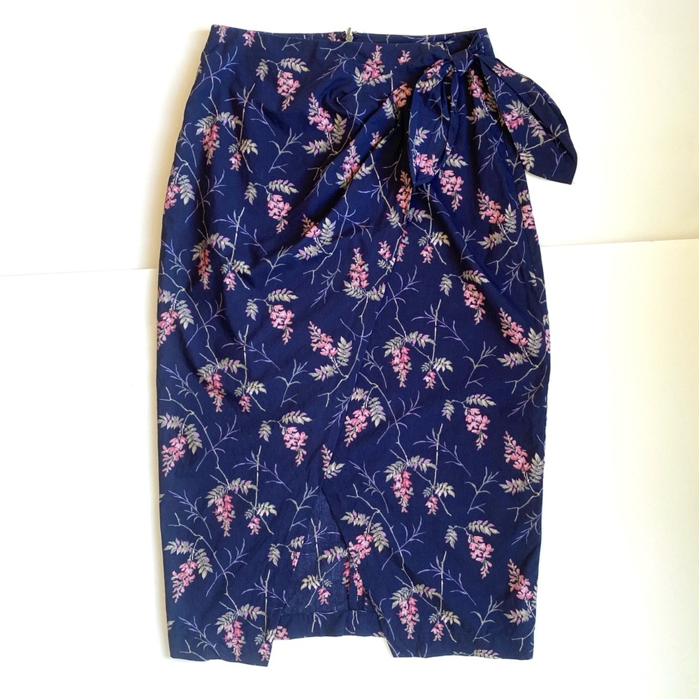Rebecca Taylor Navy Floral Pencil Skirt